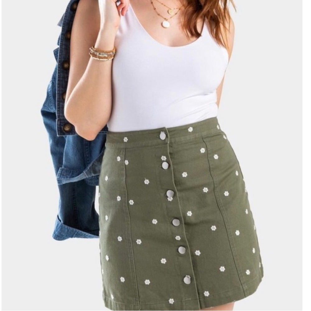 Miami Olive Floral Mini Skirt